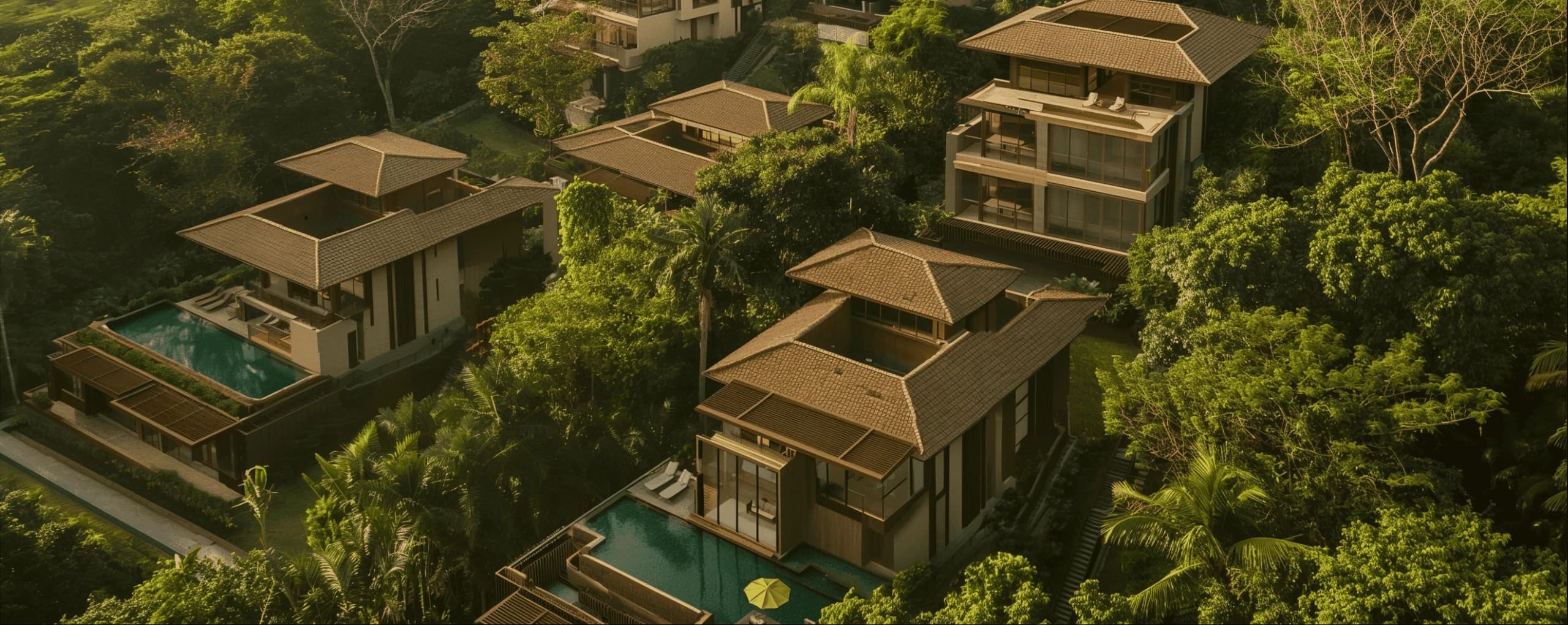 Aerial view of luxury villas