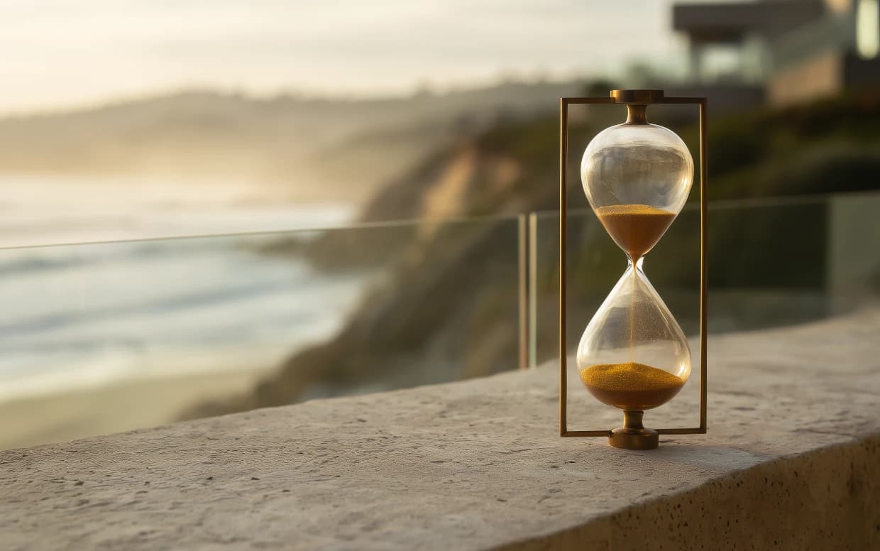 Hourglass by the coast